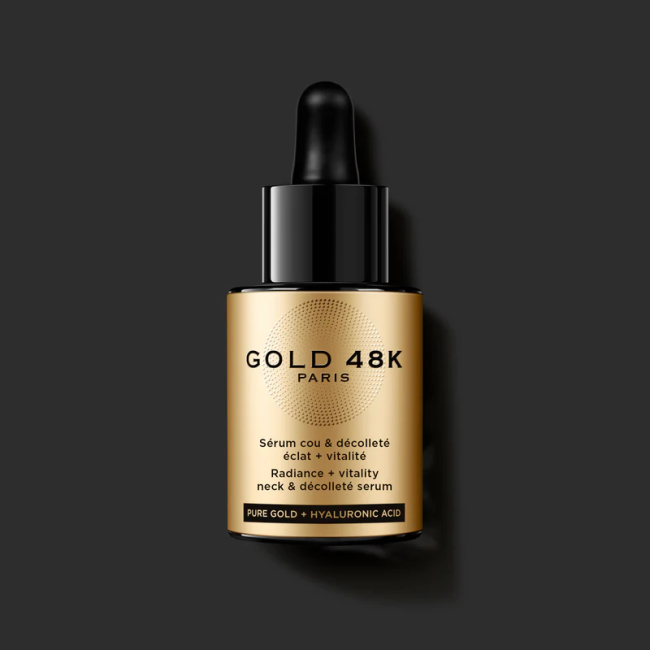Neck and décolleté serum - Radiance & Vitality Hyaluronic acid + pure gold Hydrates, nourishes and firms 30 ml  
