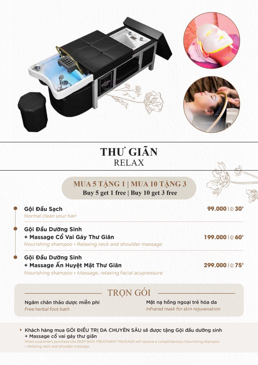Bảng giá dịch vụ thư giãn tại dr4you.